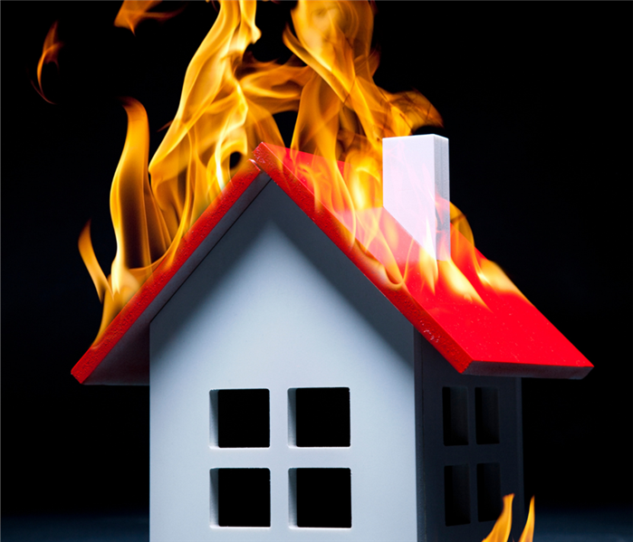 Animated home on fire.